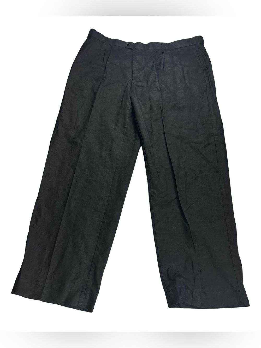 Vtg Venezzi Black Pleated Dress Trousers Pants Sz 44x34 Breathable Linen NWT